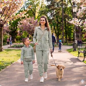 Zladený set pre mamu a syna: Hrejivé overaly „Comfy Bear“ z počesanej teplákoviny